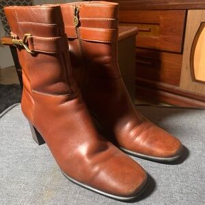 ETIENNE AIGNER E Madglen Leather Ankle Boots Size 6M Brown Horse Bit